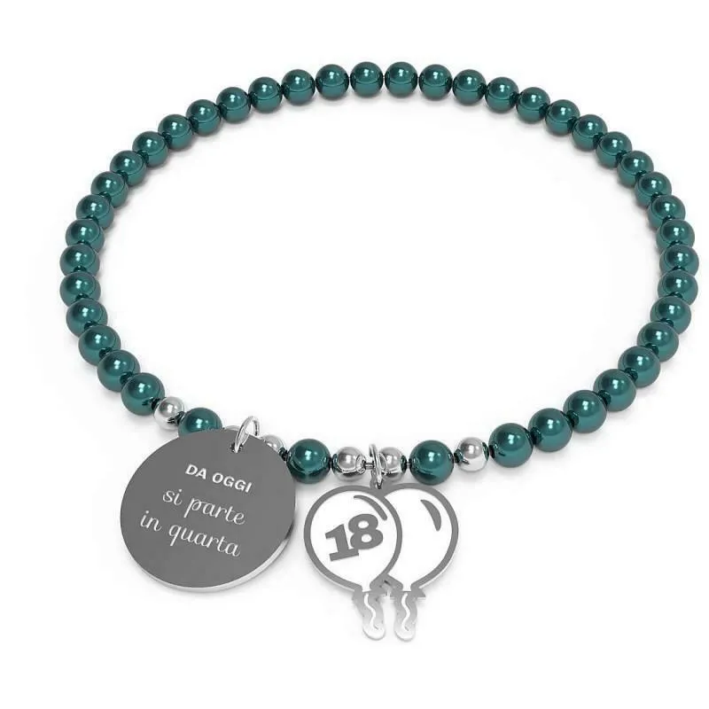 10 BUONI PROPOSITI Bracciale donna B5118/PT DA OGGI SI PARTE IN QUARTA verde