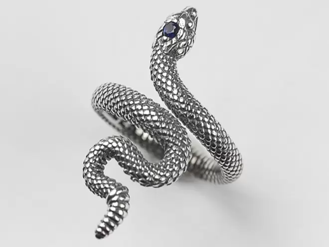 ANELLO IN ARGENTO SERPENTE CON SPINELLO BLU