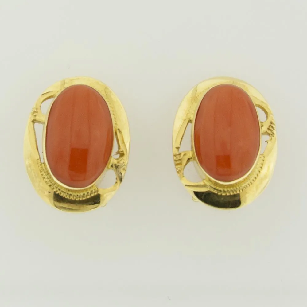 Orecchini in Oro Giallo con Corallo Ref. BX537