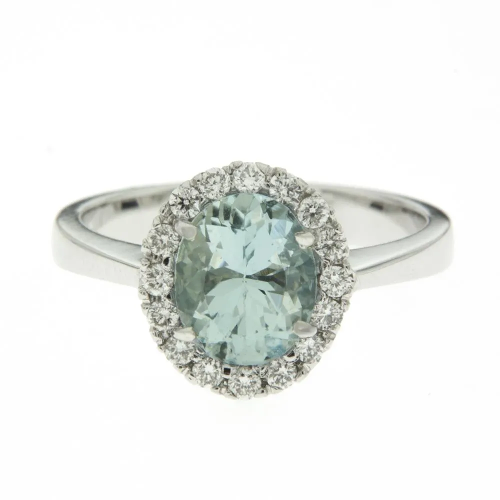 Anello Acquamarina e Diamanti Mis. 13,5