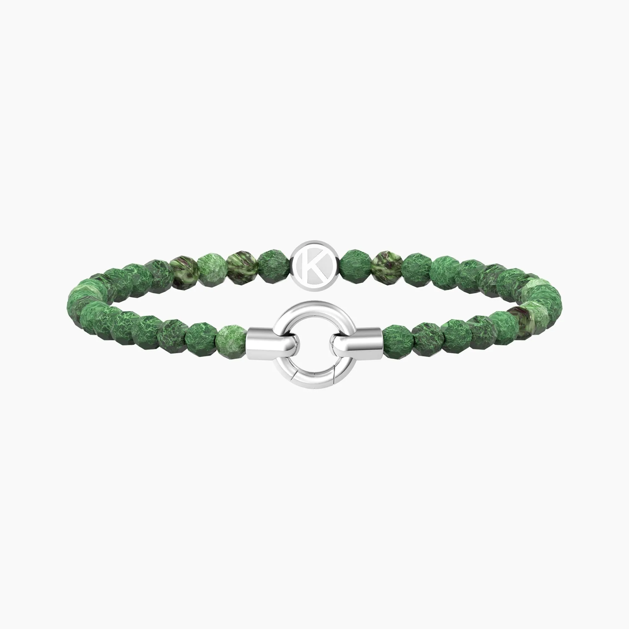 Bracciale in acciaio con agata verde striata MAMANONMAMA