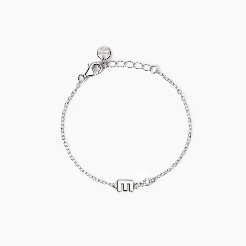 MABINA – BRACCIALE NEONATO CON LETTERA E E DIAMANTE LAB-GROWN WELCOME BABY