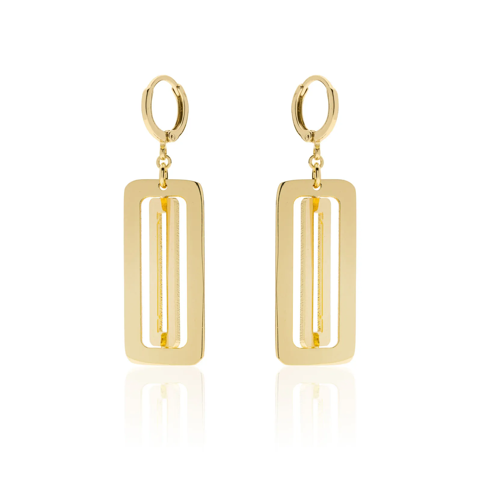 Orecchini Unoaerre donna pendenti dorati rettangolari 2458