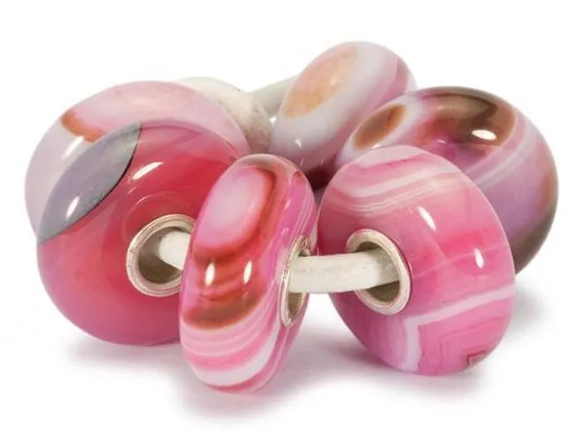 Trollbeads Bead Strisce Agata Rosa