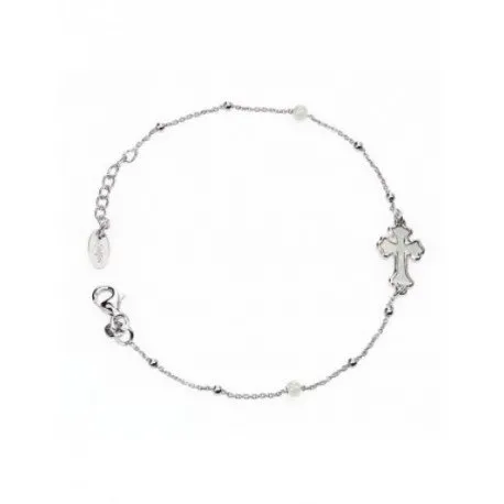 Amen – Bracciale Unisex Arg 925 Con Croce In Madreperla Grigia – BRBMPG3