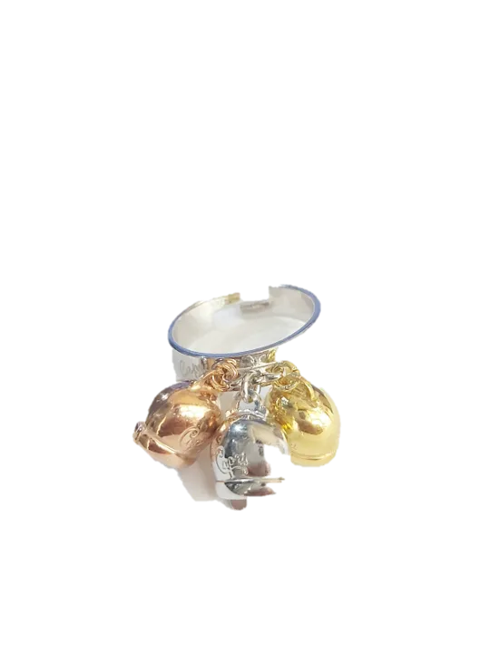 Anello donna con tre campanelle capri di colore diverso in argento 925