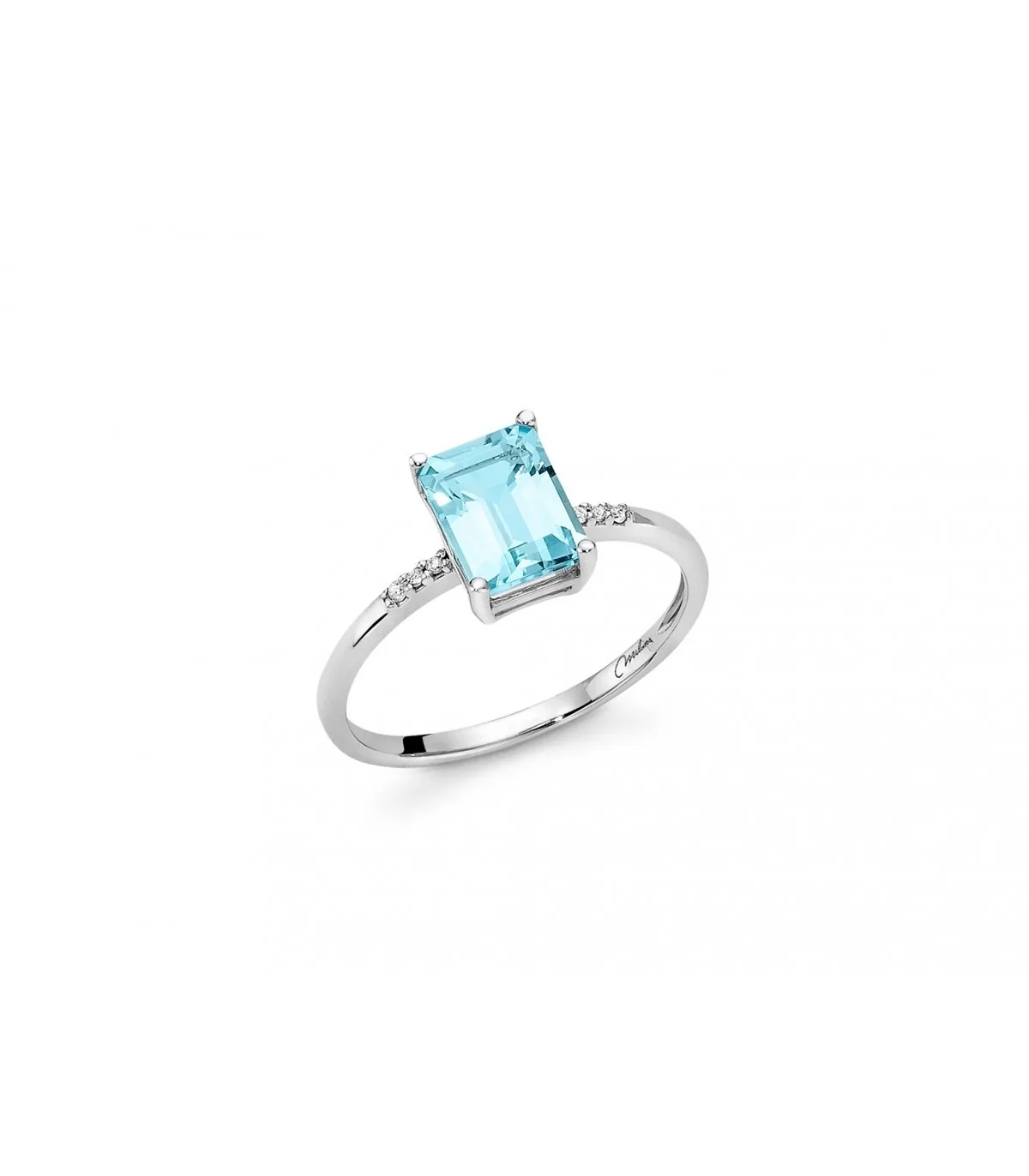 Anello oro bianco diamanti e topazio azzurro Yukiko LID3287YX