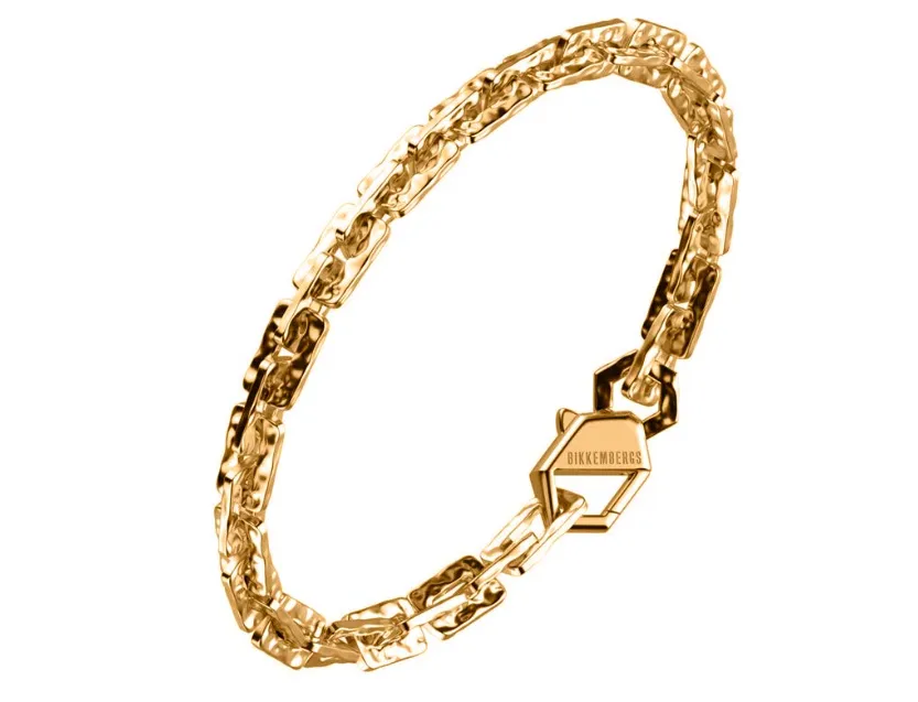 Bikkembergs bracciale uomo in acciaio dorato e diamante hab05gg