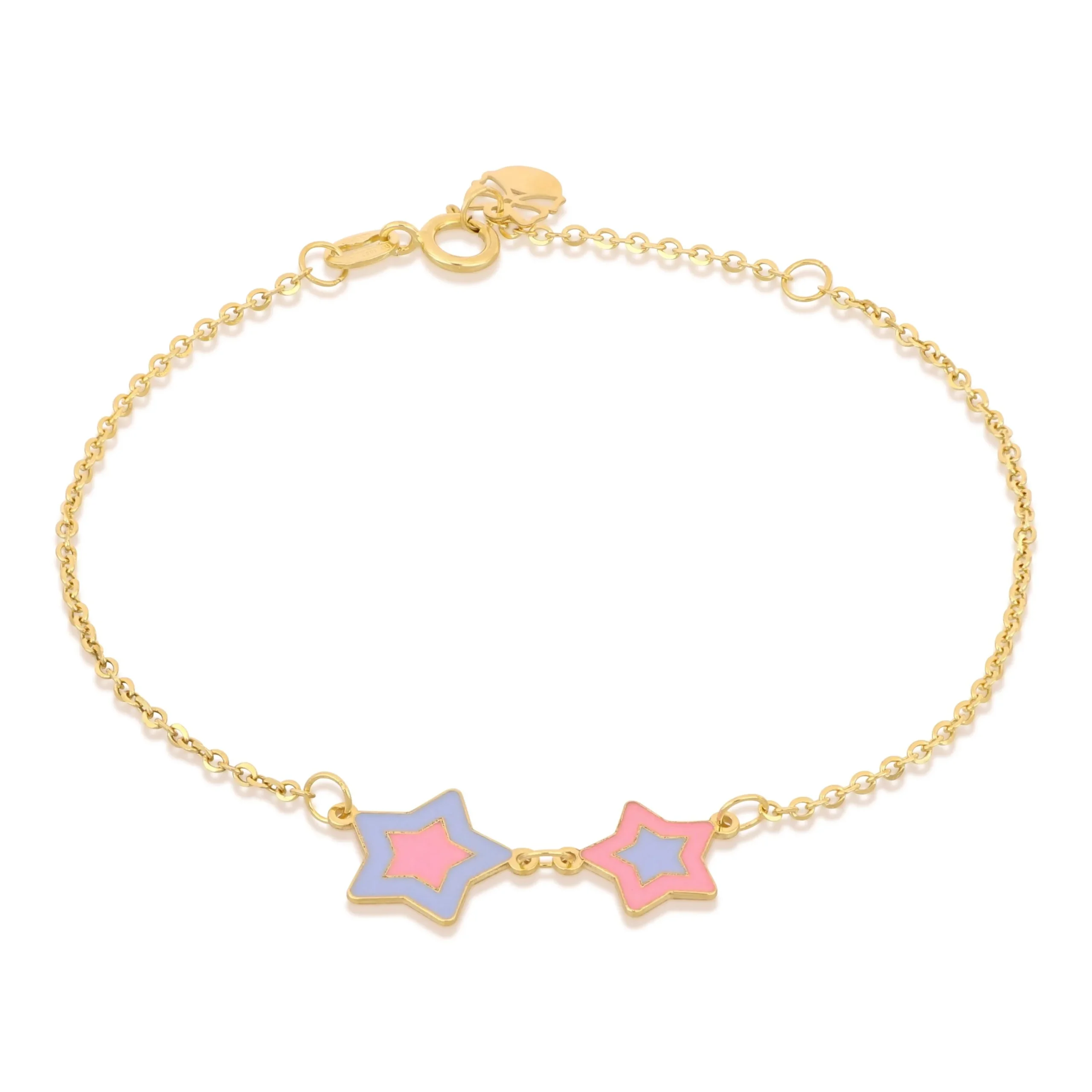 Bracciale bambina in oro giallo 18 carati con stelle colorate