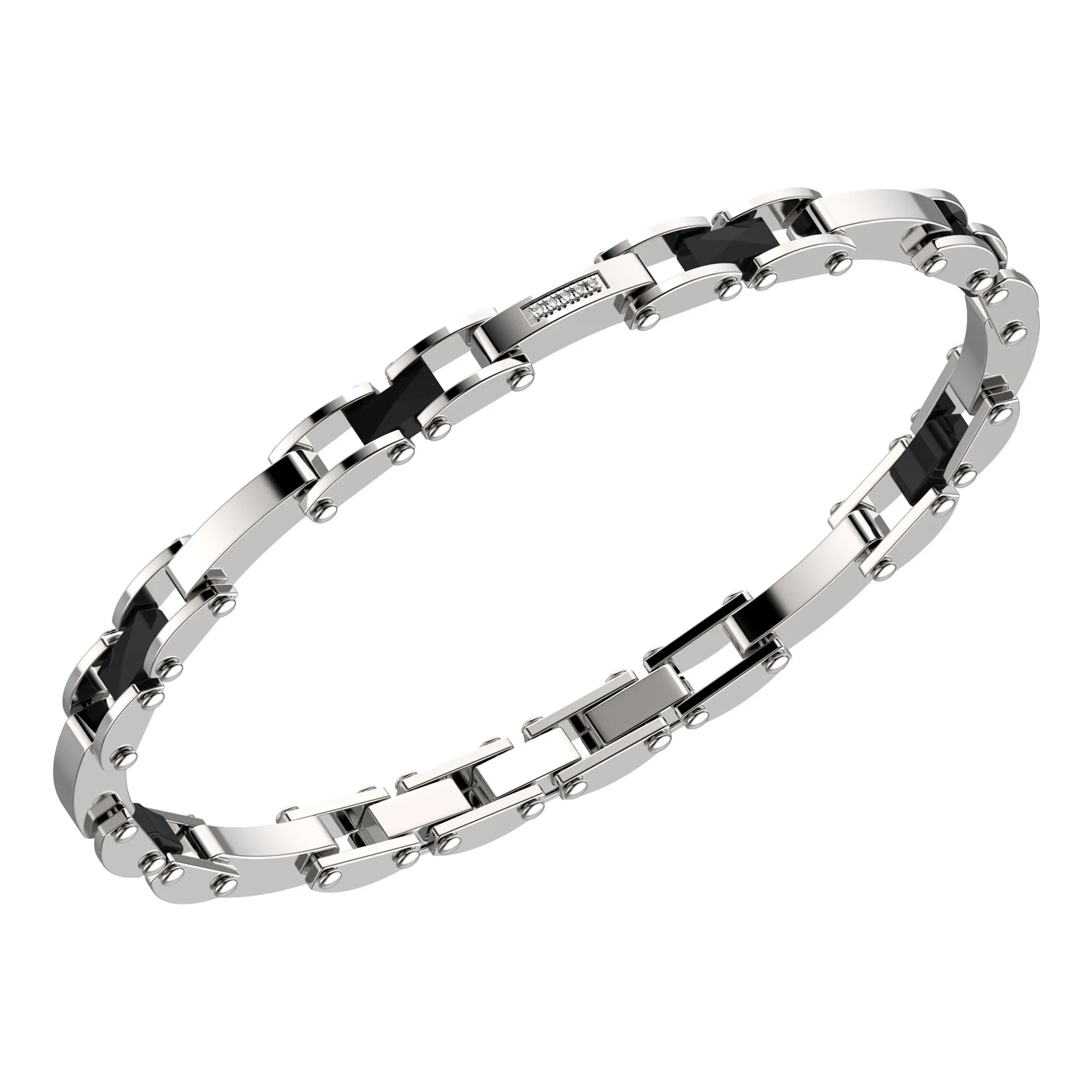 Bracciale in acciaio uomo con diamanti Bikkembergs PERB05WB