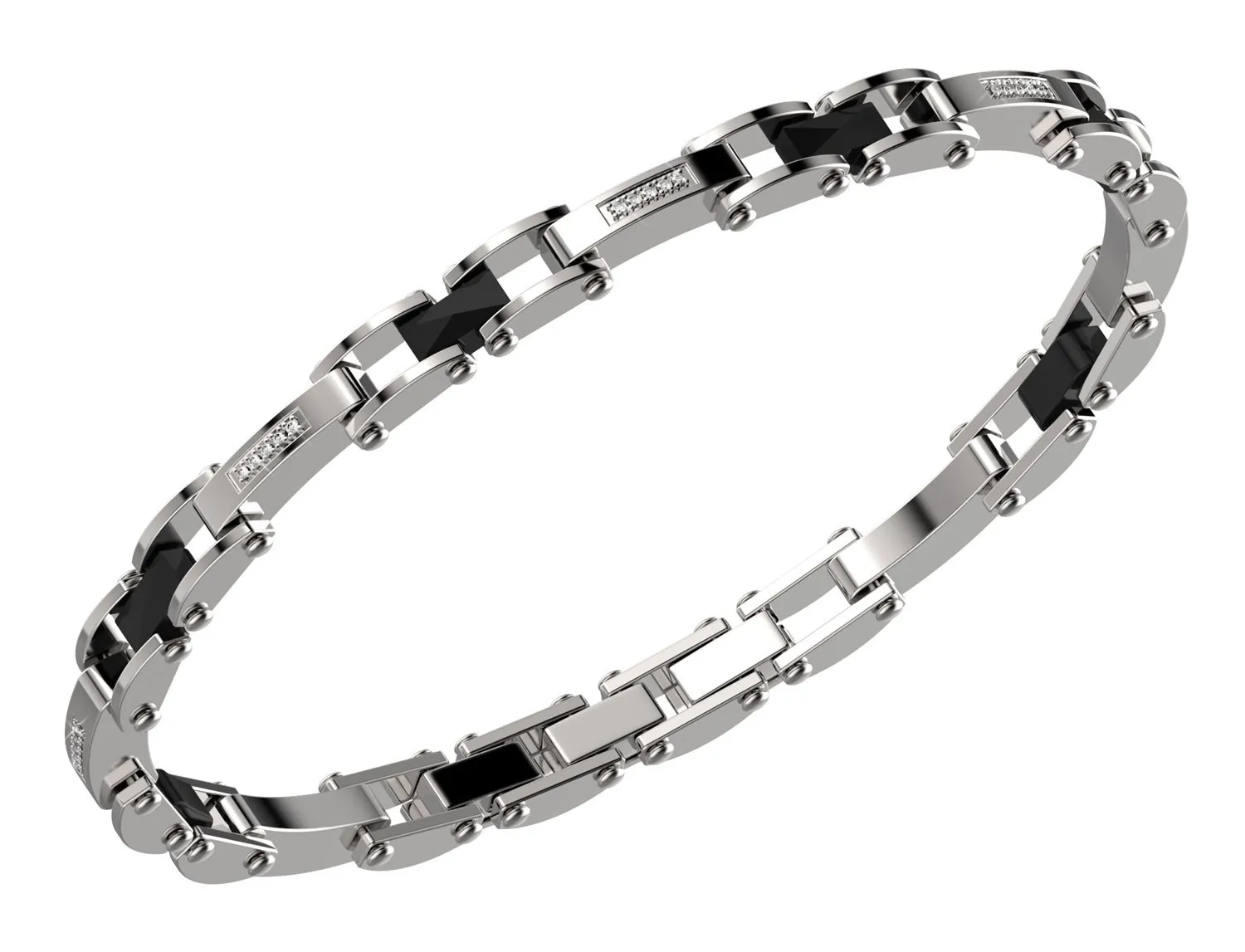Bracciale in acciaio uomo con diamanti Bikkembergs PERB05WW