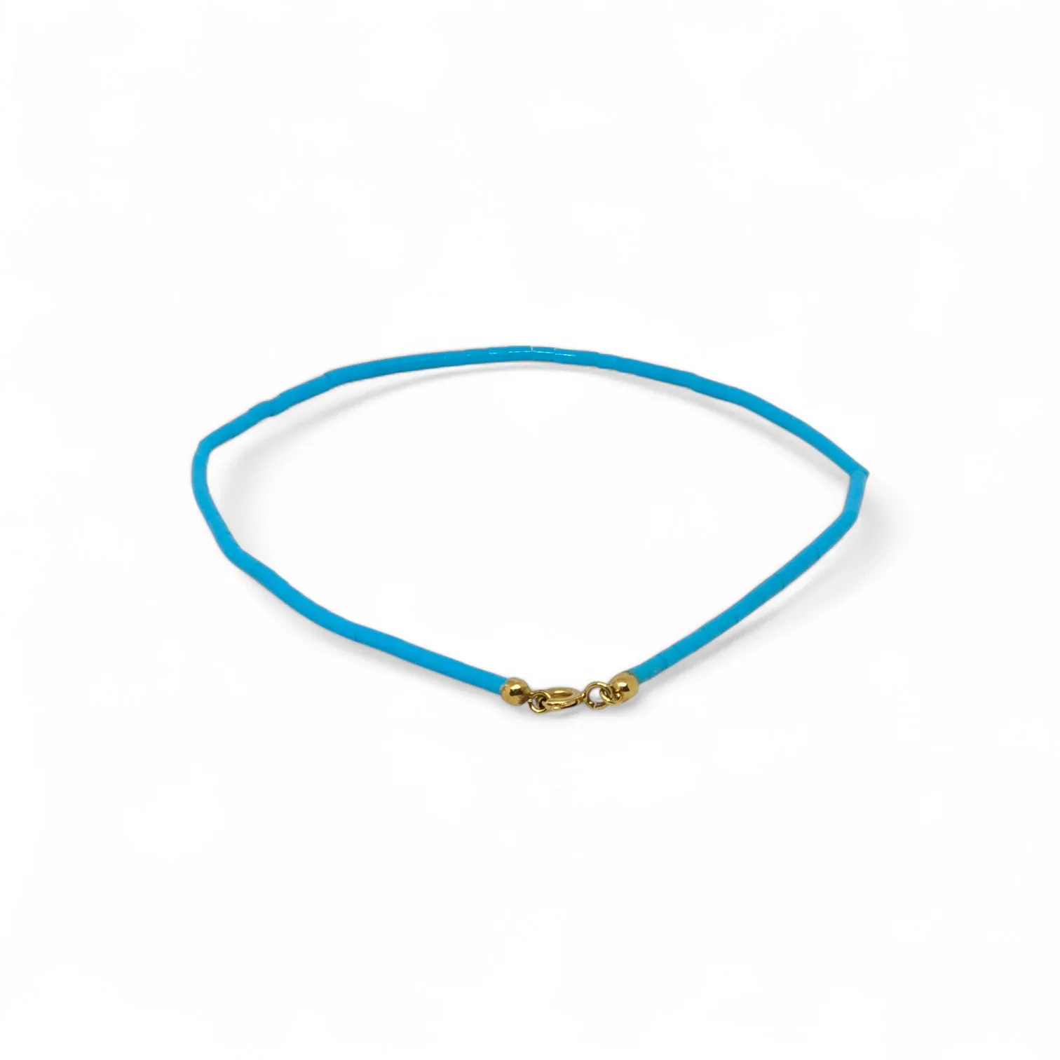 Cavigliera fine con pietre turchese e chiusura in Oro 750