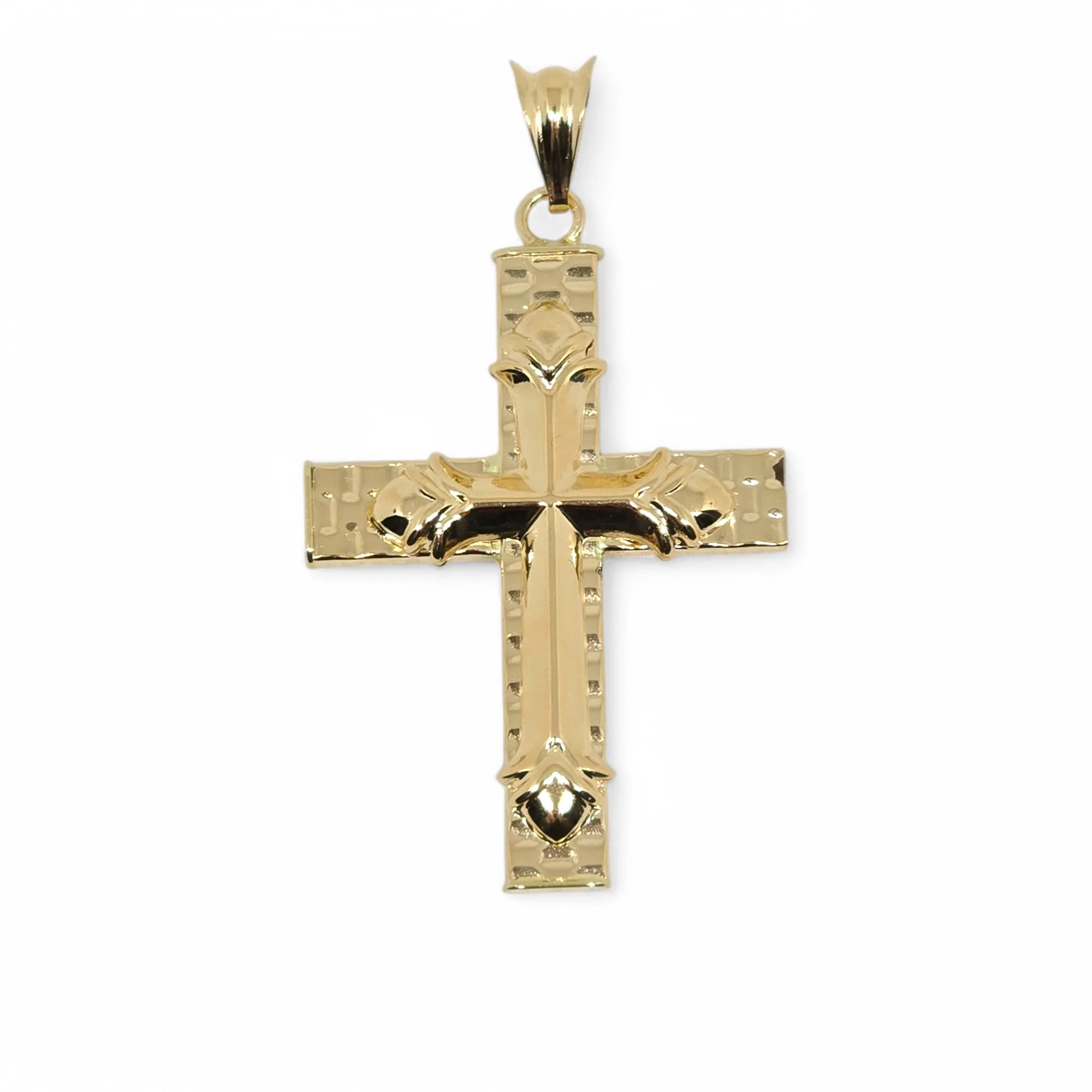 Ciondolo croce a rilievo in oro giallo 18 kt