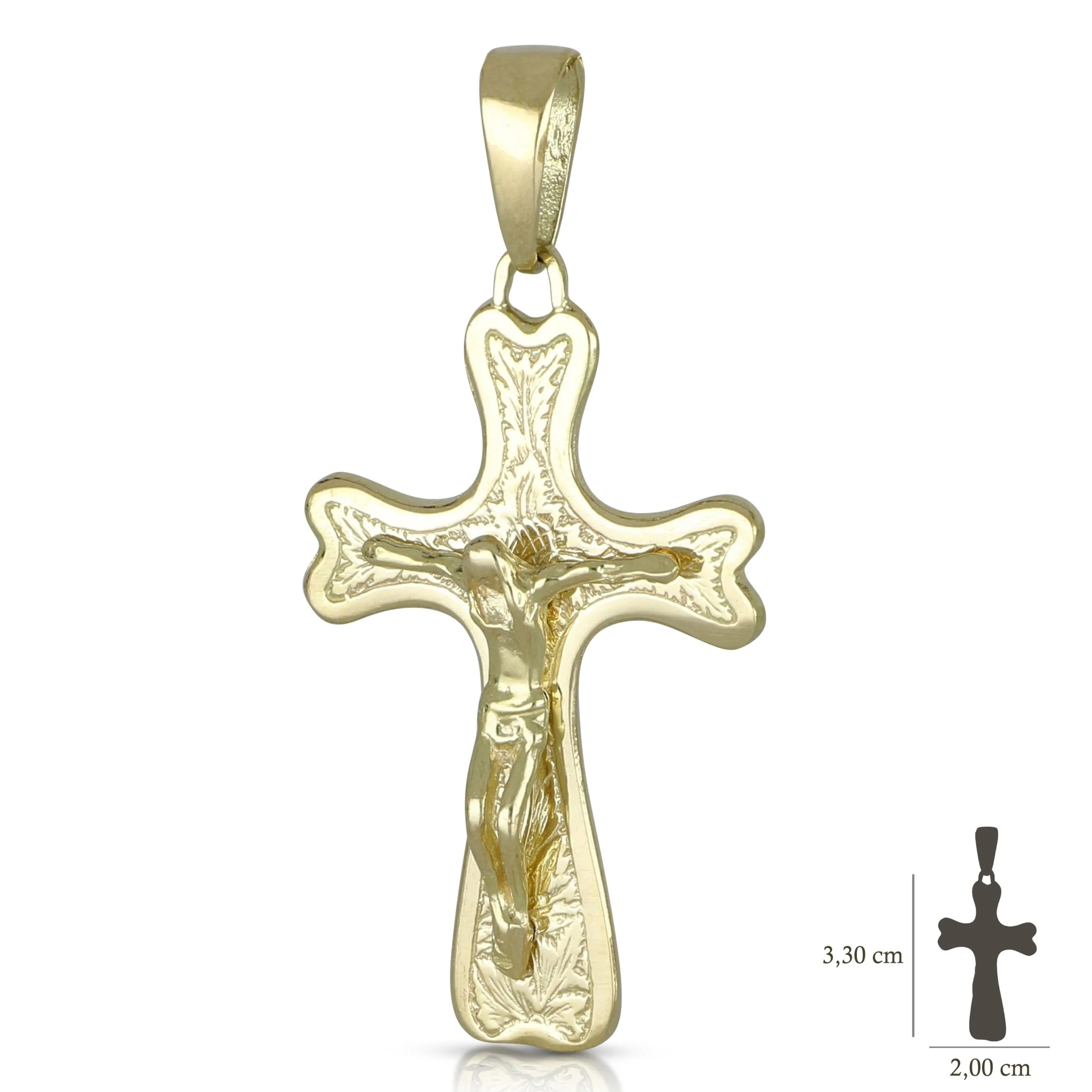 Ciondolo croce in oro giallo 18kt con cristo