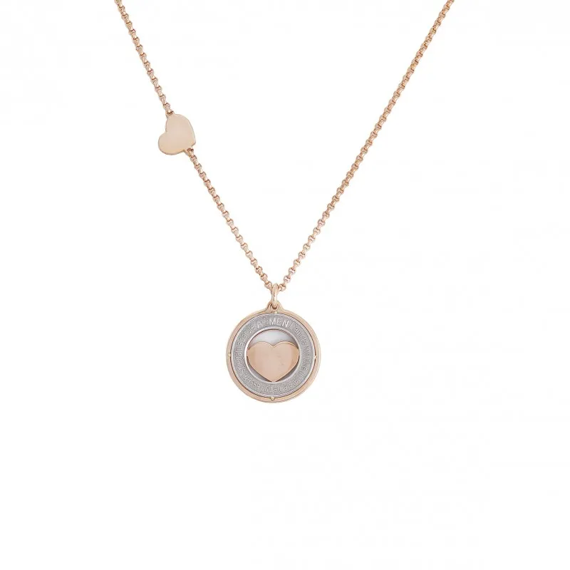 Collana Donna AMEN CPHR3 in Argento 925 Ciondolo Cuore inciso con Cuore Pendente
