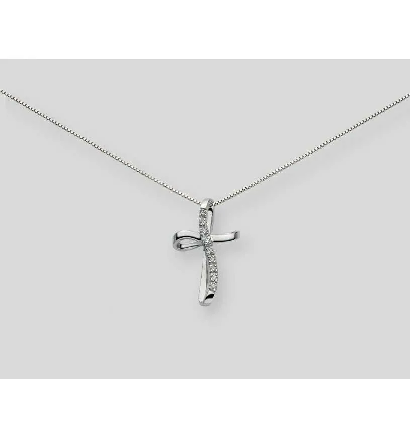 Collana Yukiko croce pendente con diamanti cld745y