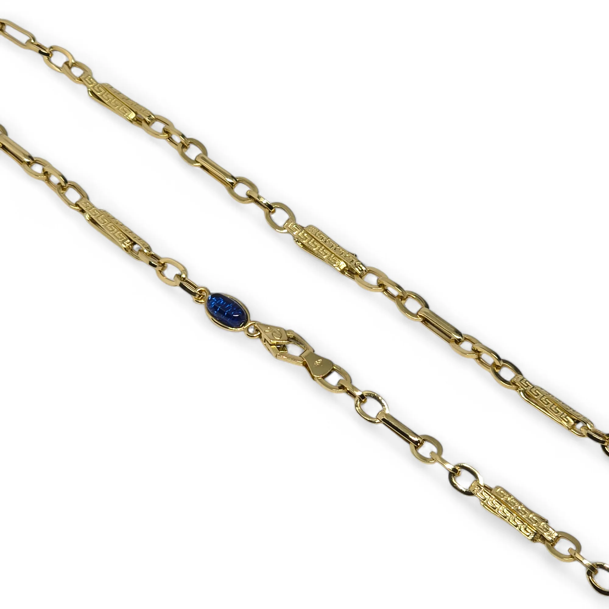 Collana da Uomo in Oro Giallo 18 Carati con Inserto Blu 60cm