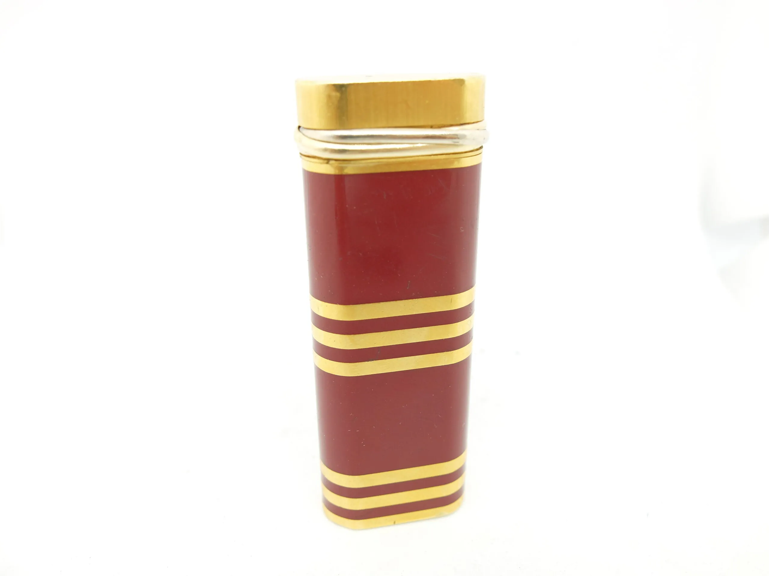 Accendino LE MUST CARTIER Paris Rosso Placcato Oro 20 micron Originale 353ve18