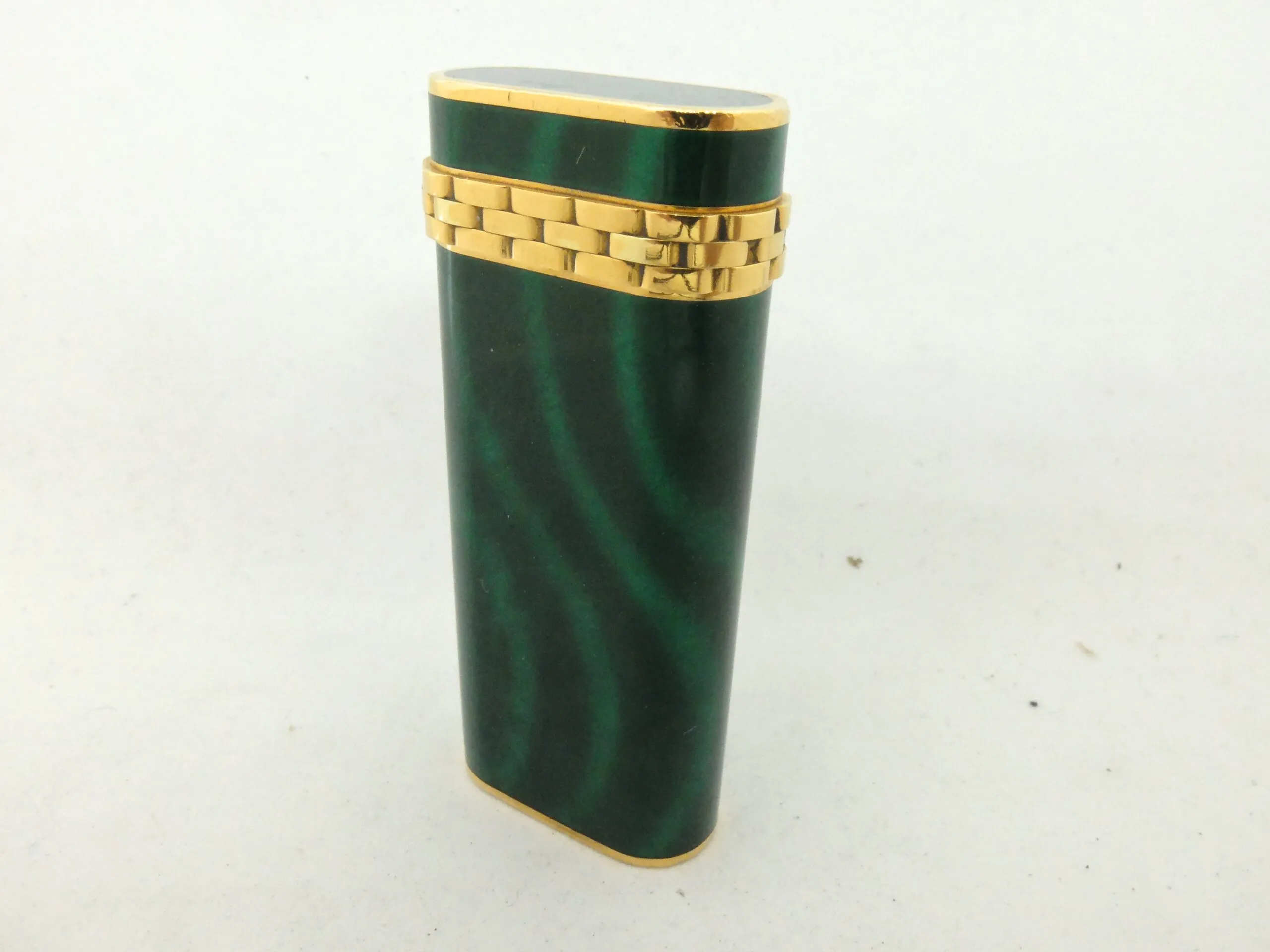 Accendino LE MUST CARTIER Paris Placcato Oro Originale Classico Verde 430VE18