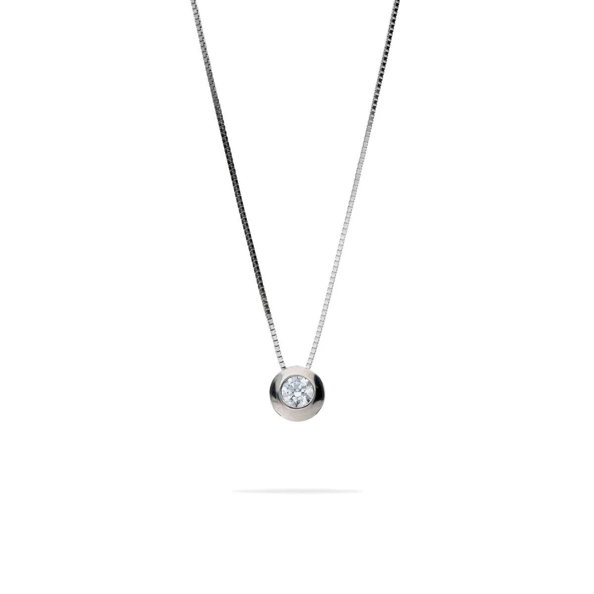 9Kt White Gold Point Light Necklace with Zircon