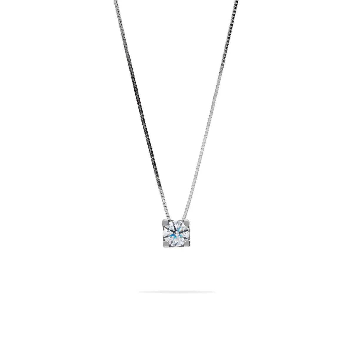 9Kt White Gold and Zircon Point Light Necklace