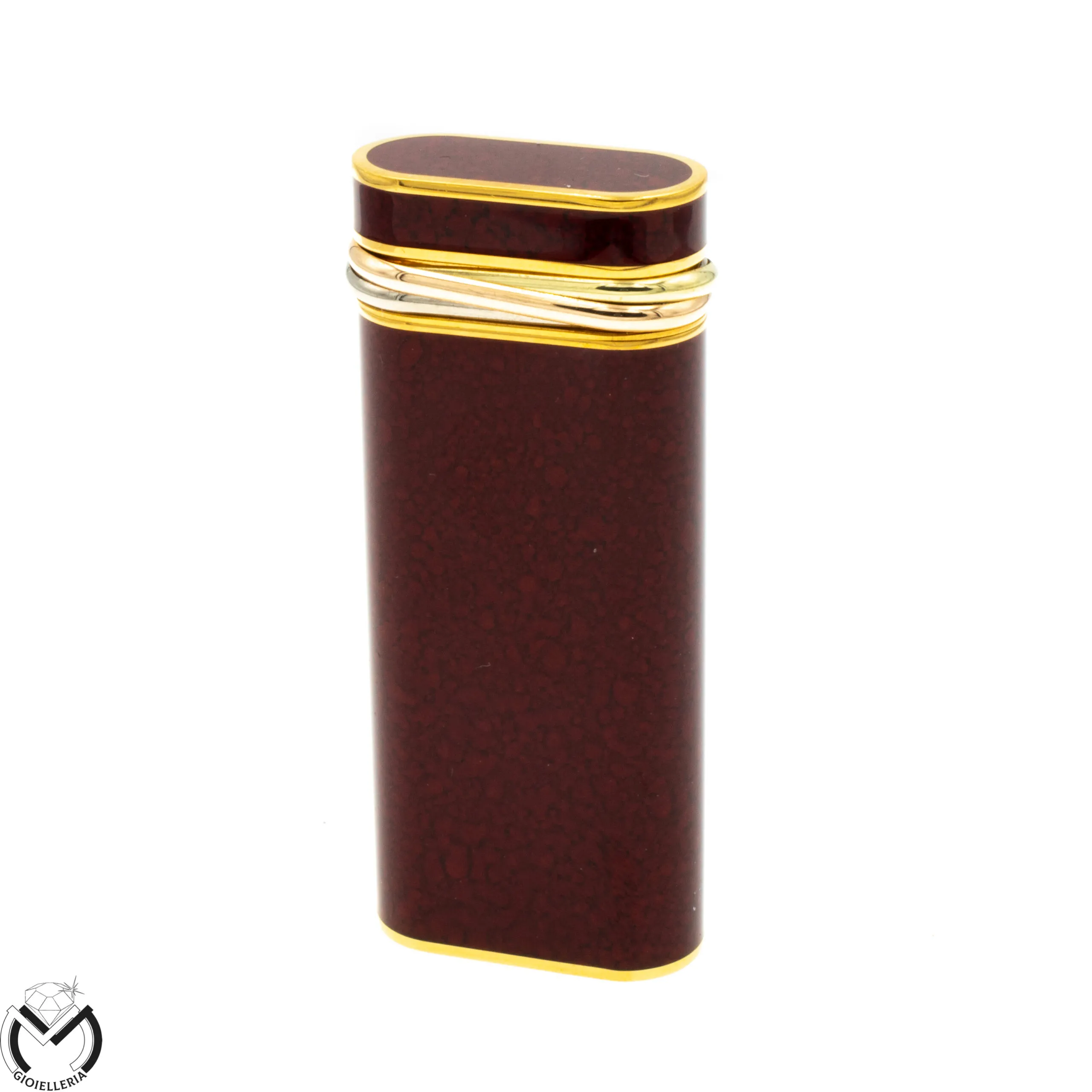 Accendino LE MUST CARTIER Paris laccato bordeaux Placcato Oro 760st21