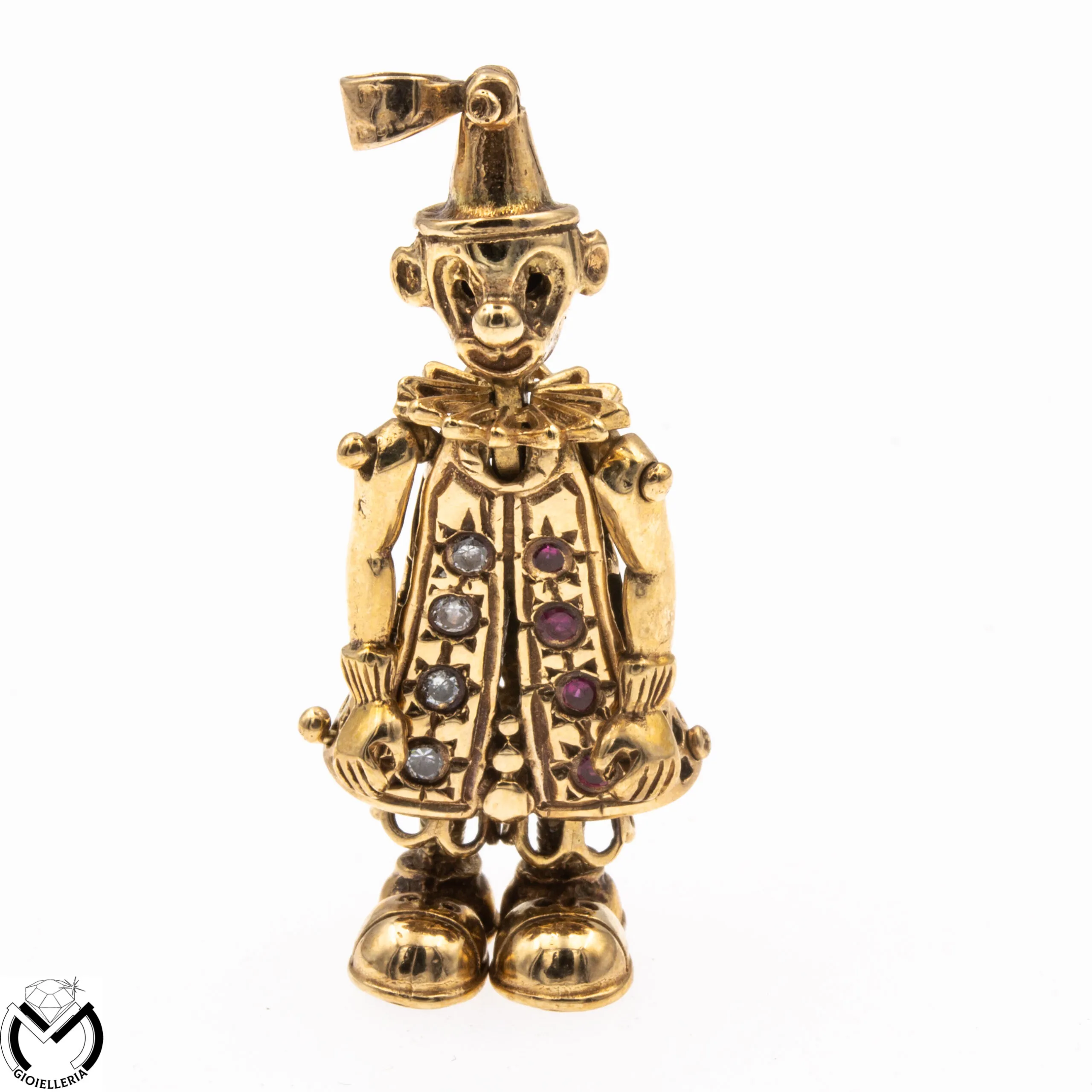 Pendaglio oro rosa 9 kt 375 Pagliaccio rubini e zirconi –