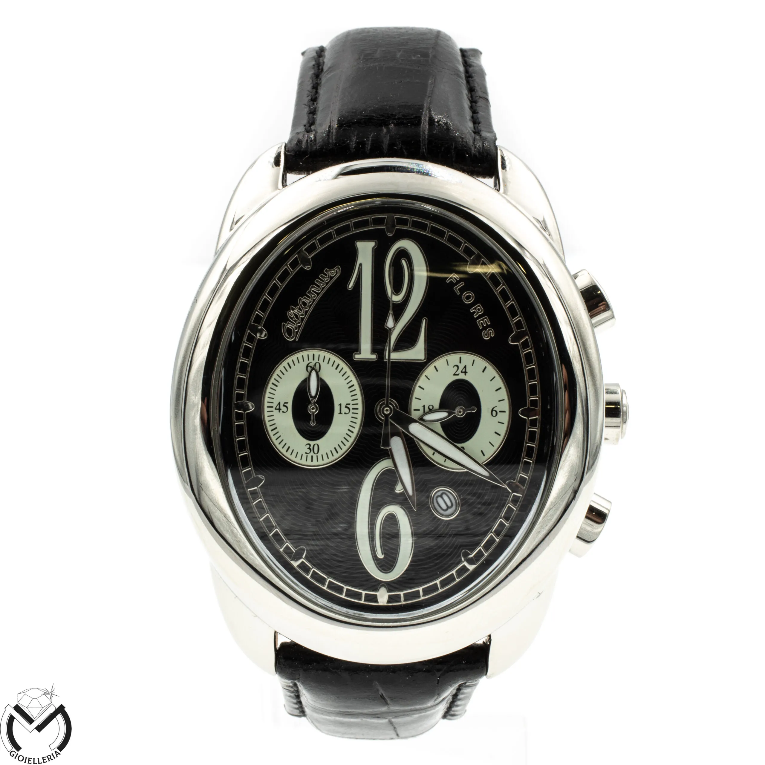 Cronografo ALTANUS Flores 7825 Orologio nero acciaio oro Quarzo Unisex 302vv20