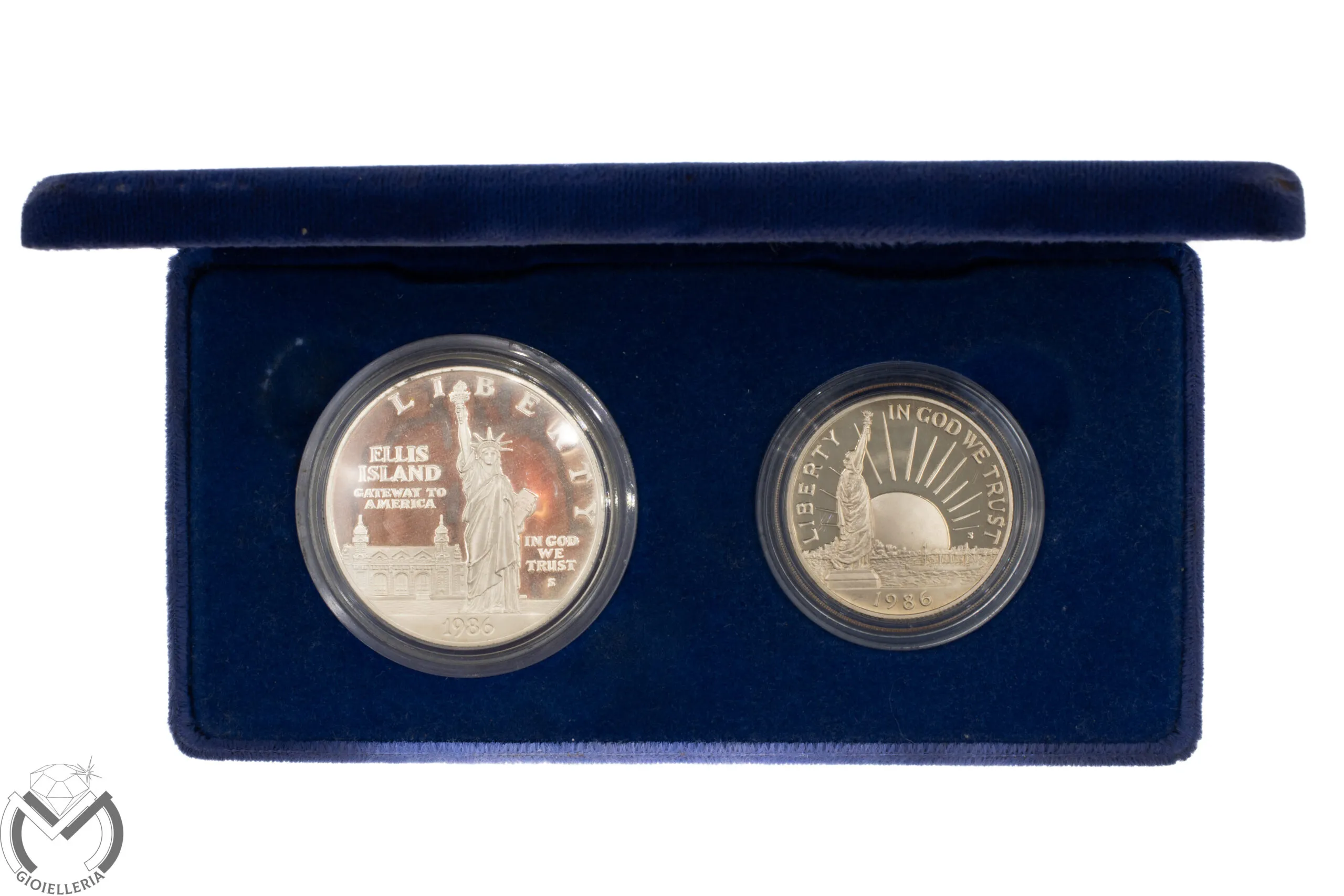 MONETE n° 2 Argento e nickel UNITED STATES LIBERTY COINS 1886-1986 Box 129vv23