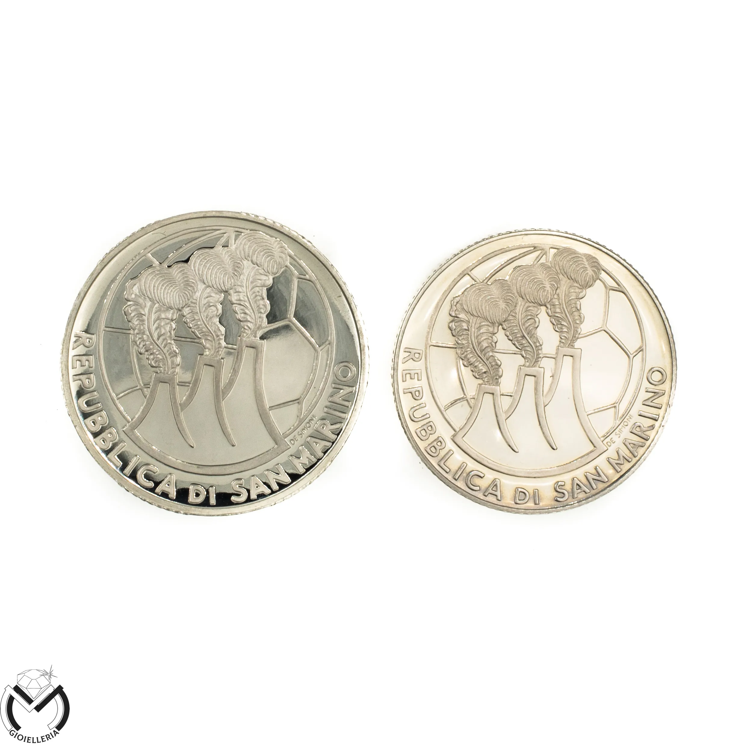 MONETE 5 e 10 Euro Campionato mondiale di calcio Germania 2006 2004 Argento 925 56vv23