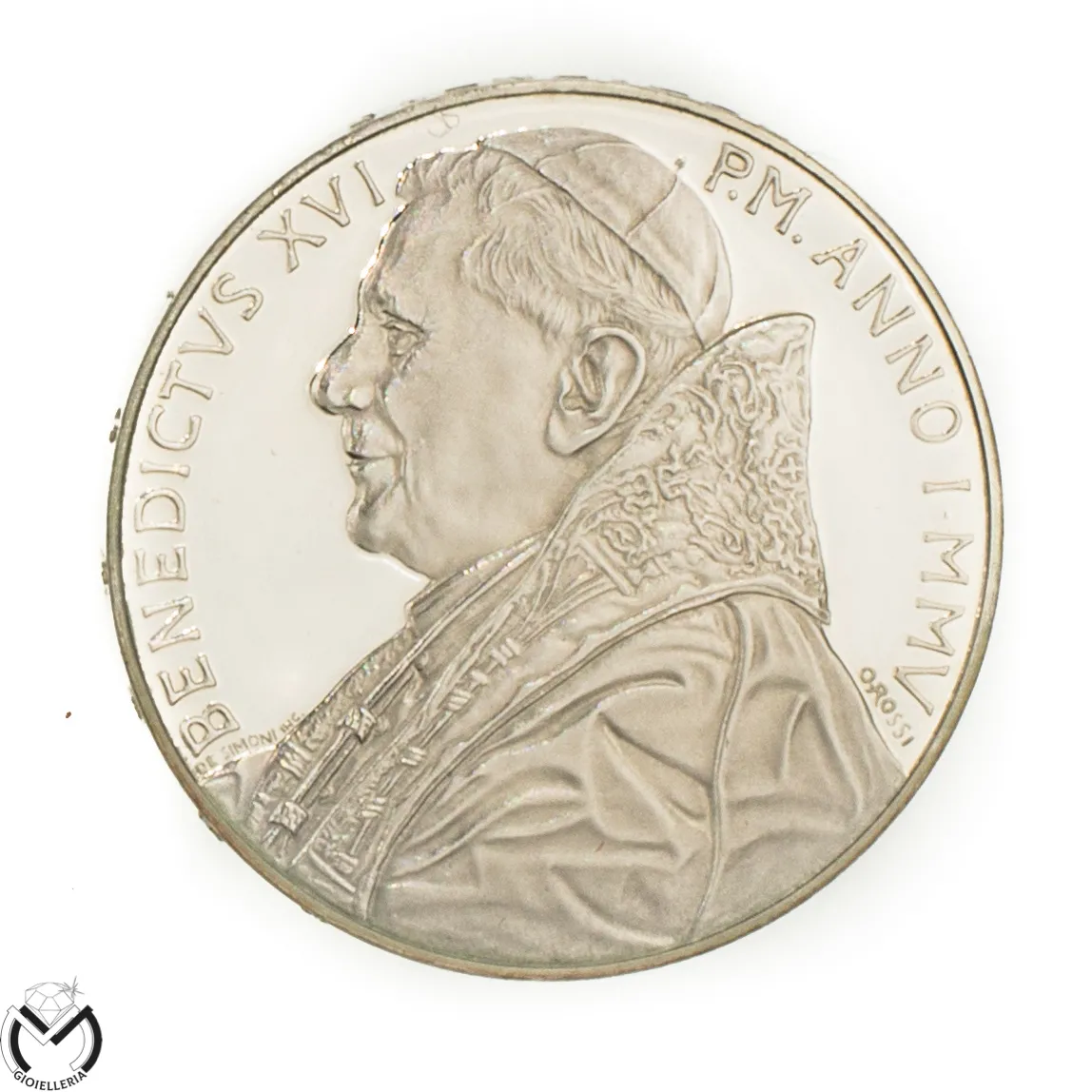 MONETA 5 Euro Città del Vaticano Benedetto XVI 60° anniversario Fine della seconda guerra mondiale 2005 Argento 925 56vv23