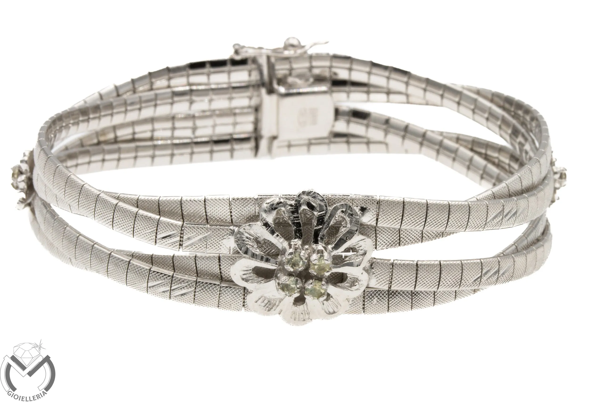 Bracciale vintage in Argento 800 zirconi fiori -54/VE-