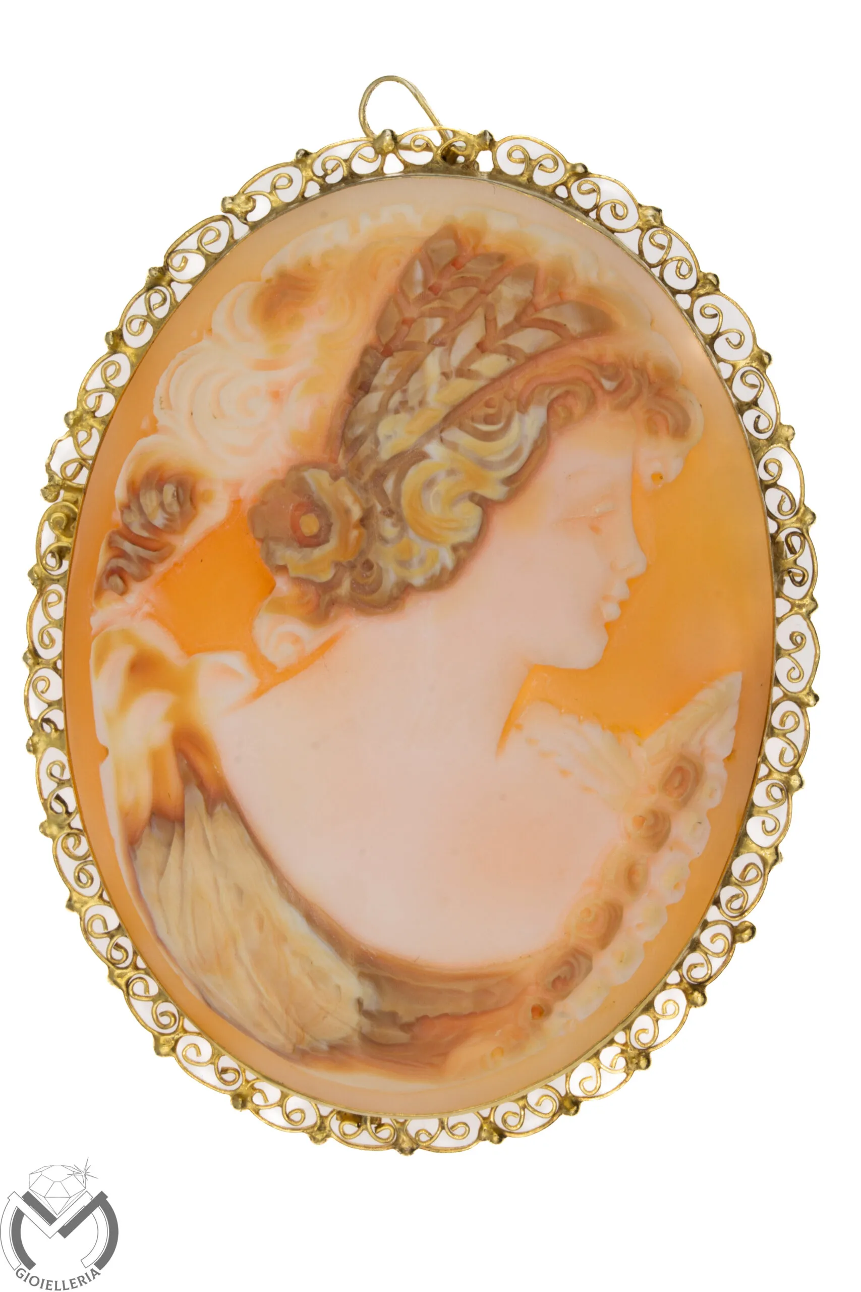 Spilla Pendaglio Argento 925 placcato Cammeo -487/VE-