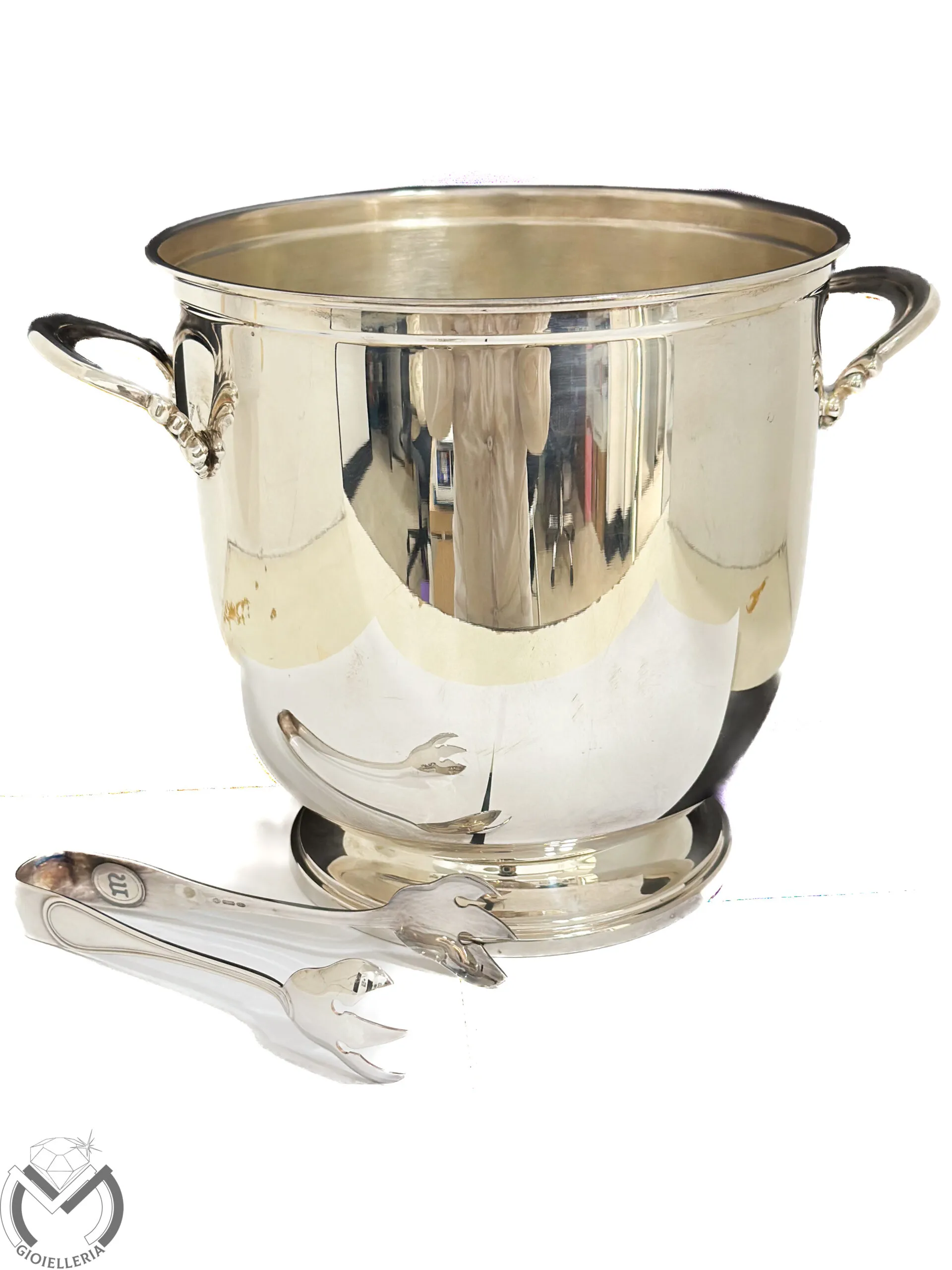 Cestello Secchiello Argento porta ghiaccio Champagne con pinze Argento 925 338VV23