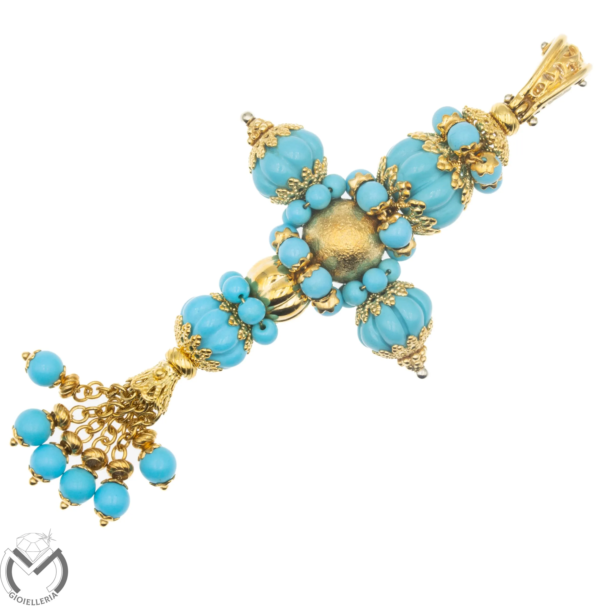 Pendaglio oro giallo 18 kt 750 turchese Sun Day -1129/ST-