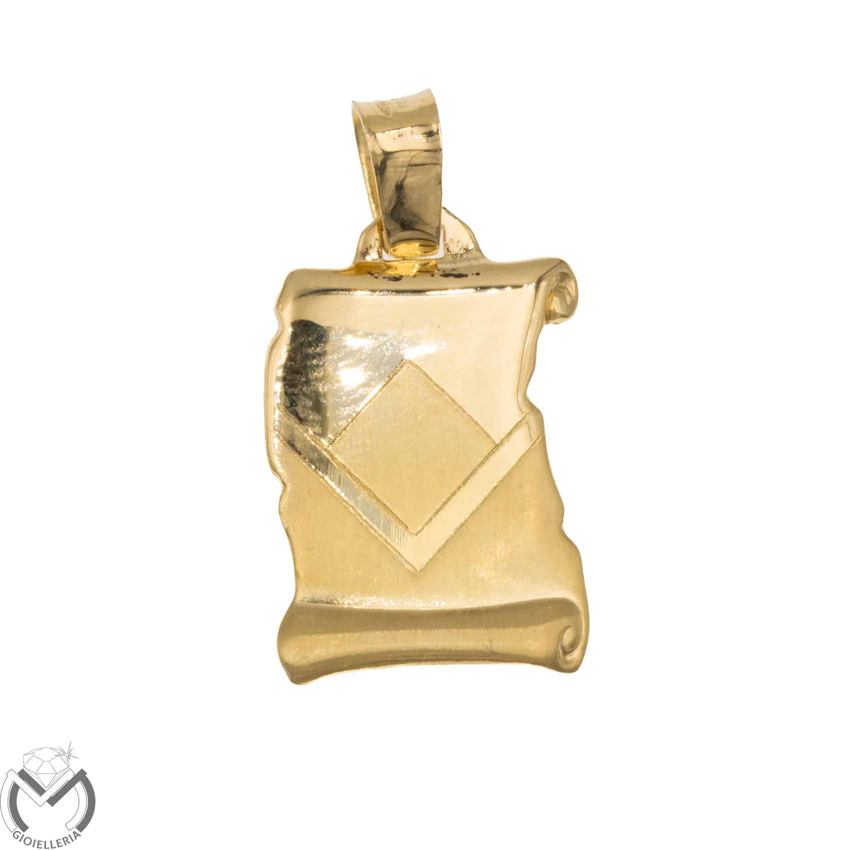 Pendaglio oro giallo 18 kt 750 piastrina pergamena -96/VE-