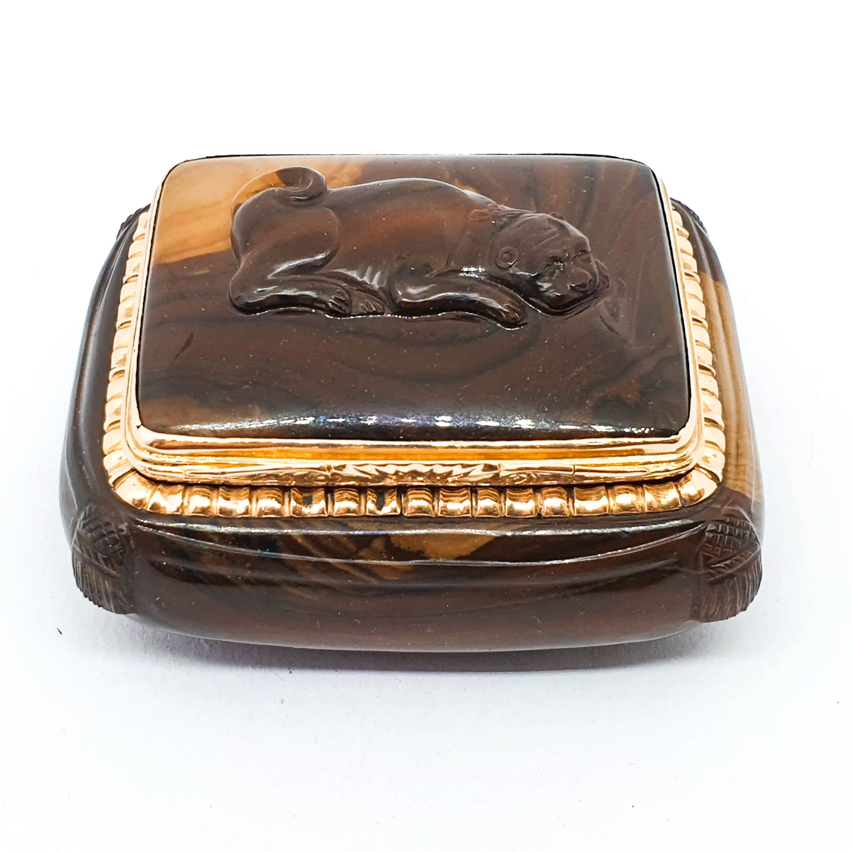 Cofanetto Diaspro Oro 14 kt Vintage Cane Intarsiato ST14