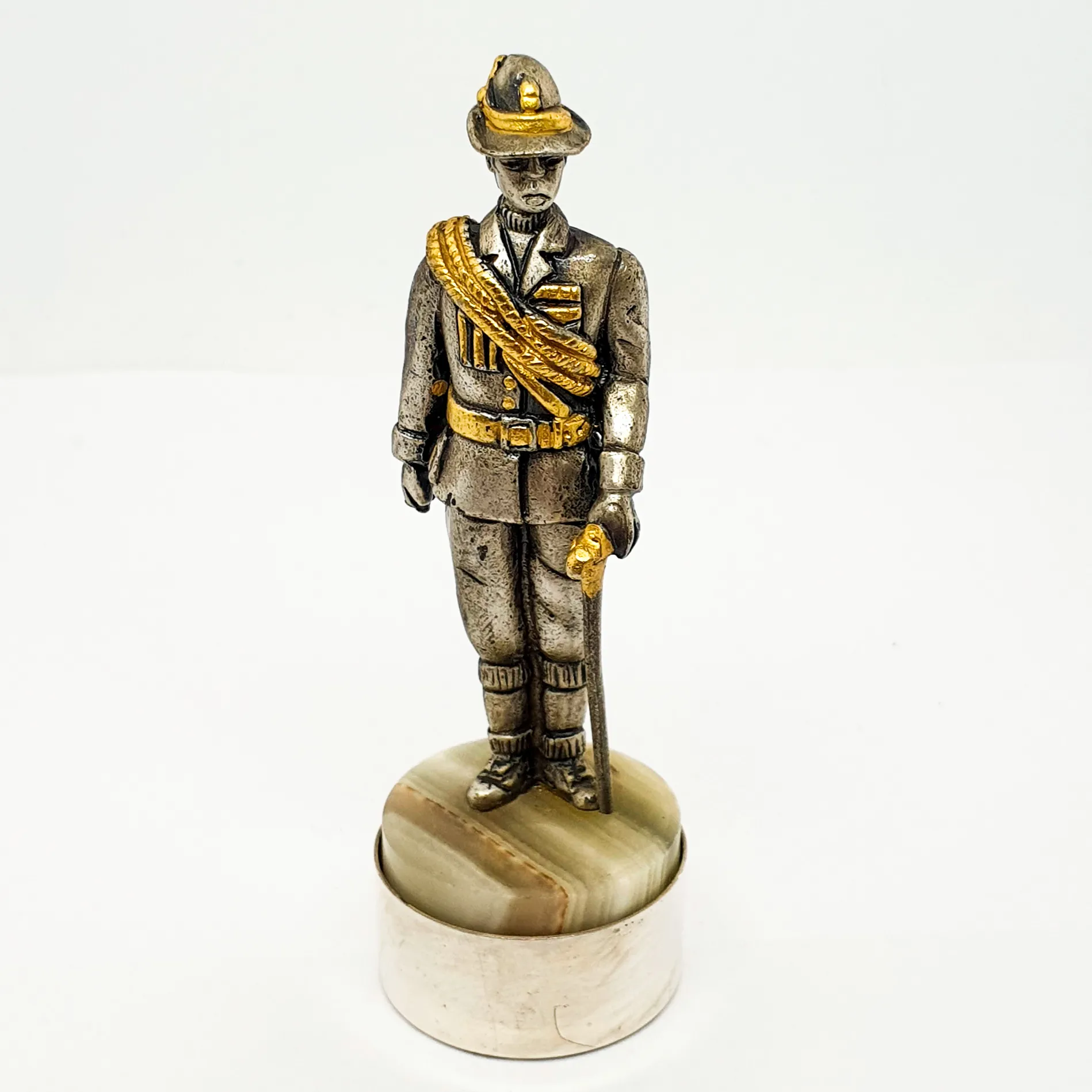 Statuetta Sottoufficiale Artiglieria da Montagna Marmo Argento 800 85vv19