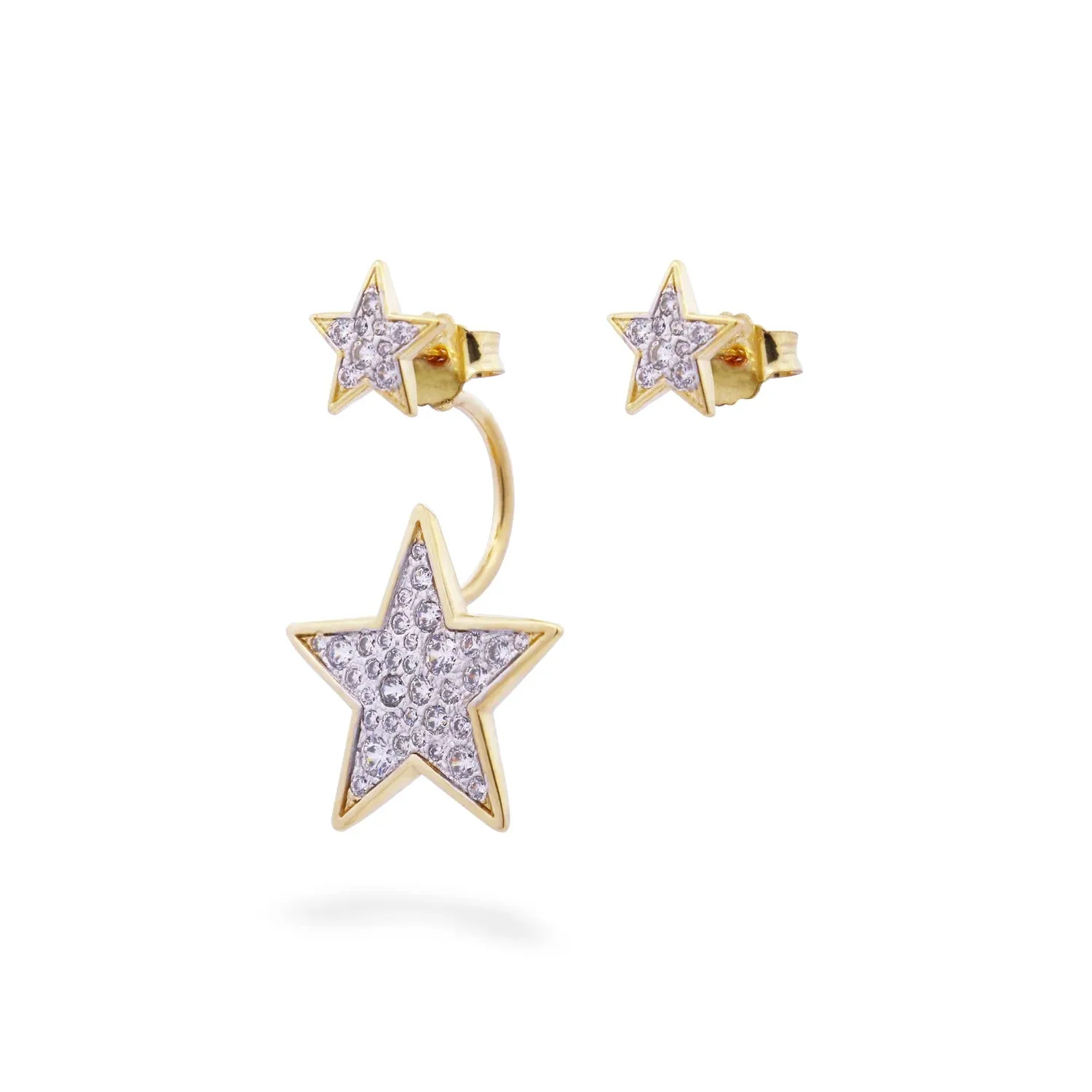 Orecchini asimmetrici doppia stella Stardust Ten