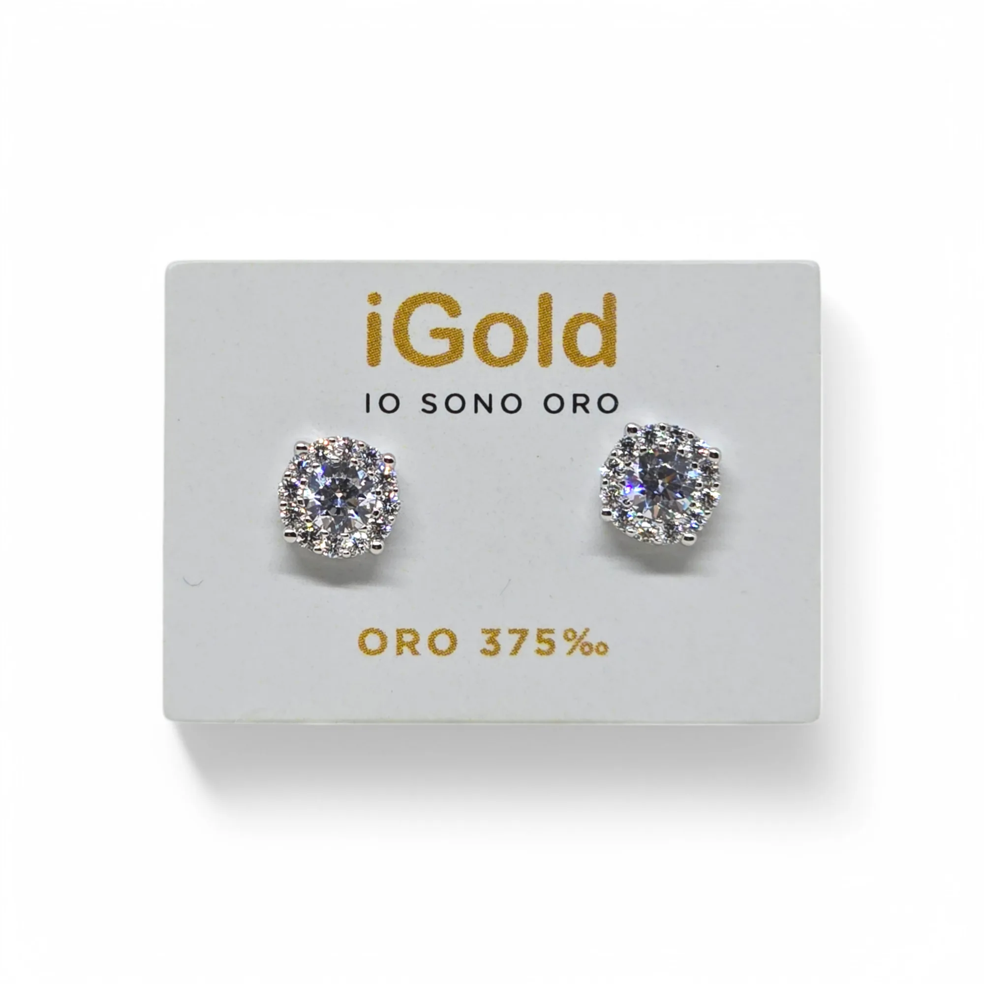 Orecchini Punto Luce in Oro Bianco 9kt 375 con Zirconi