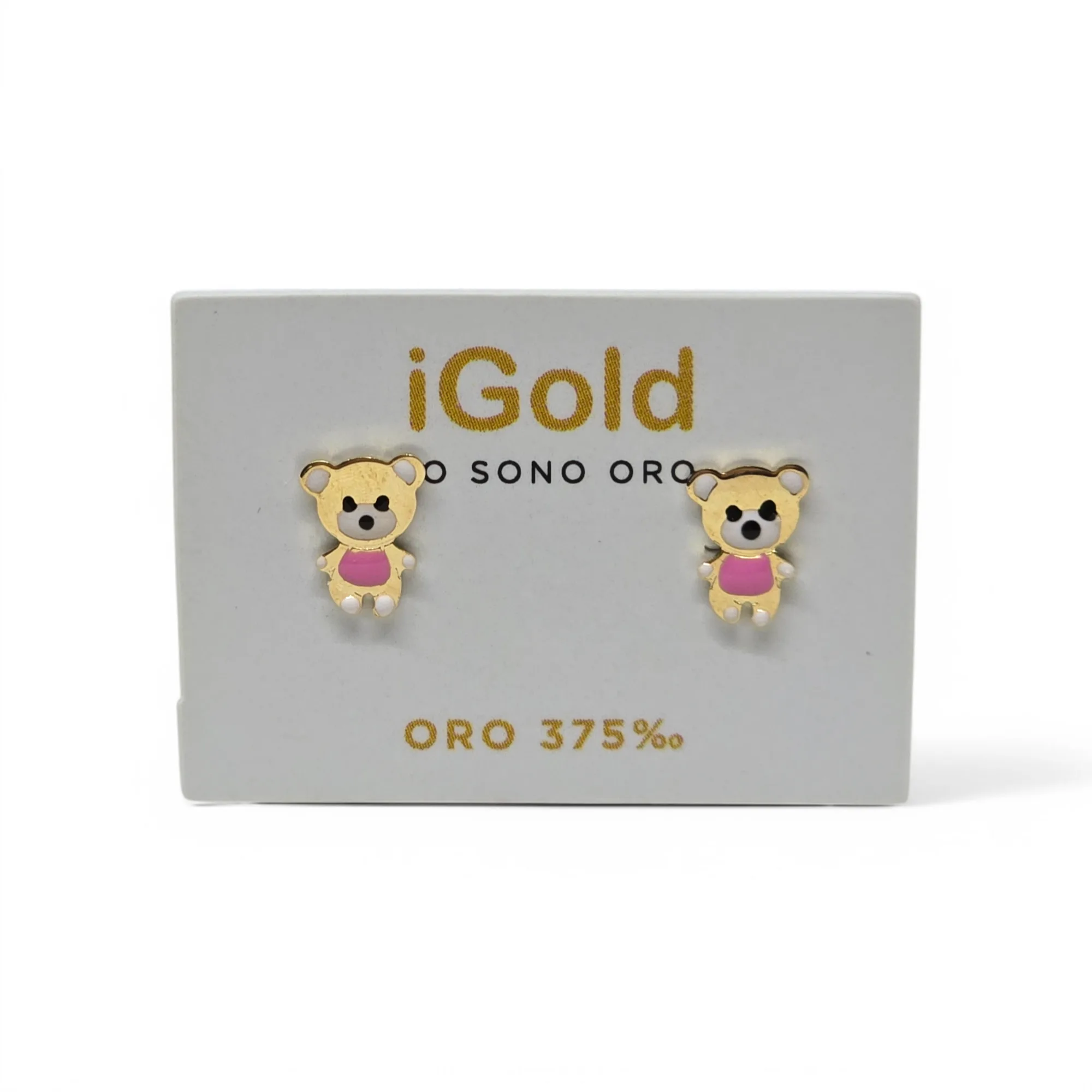 Orecchini bambina in Oro Giallo 9kt 375 con orsetto
