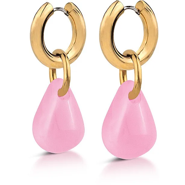 Orecchini donna in acciaio con pietra rosa Ops Objects opsor-822
