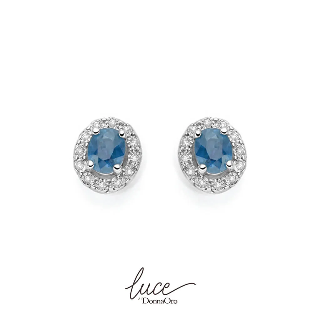 Orecchini donna in oro 18kt con zaffiro e diamanti Donnaoro loz12082.008