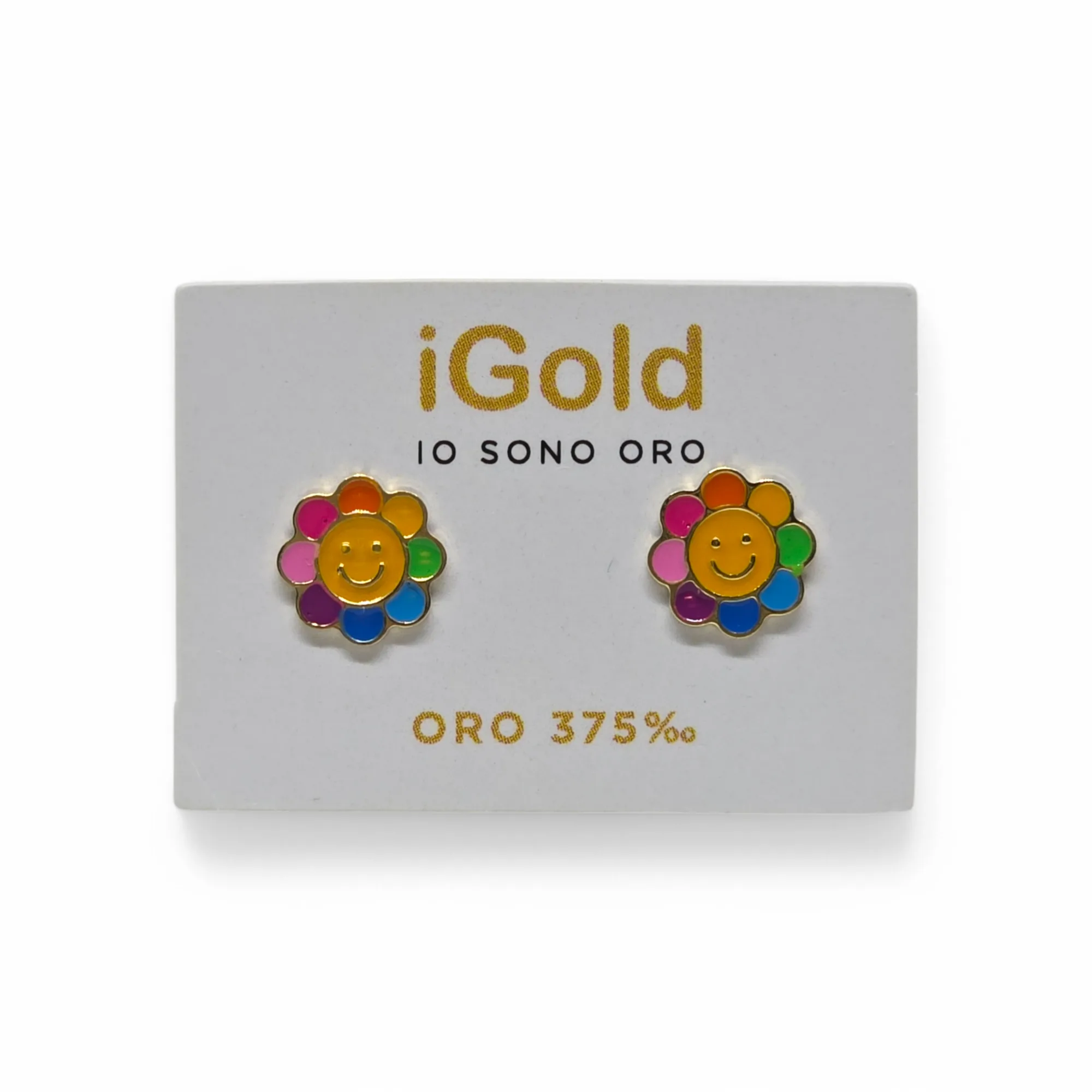 Orecchini in Oro 9kt 375 bambina a forma di girasole