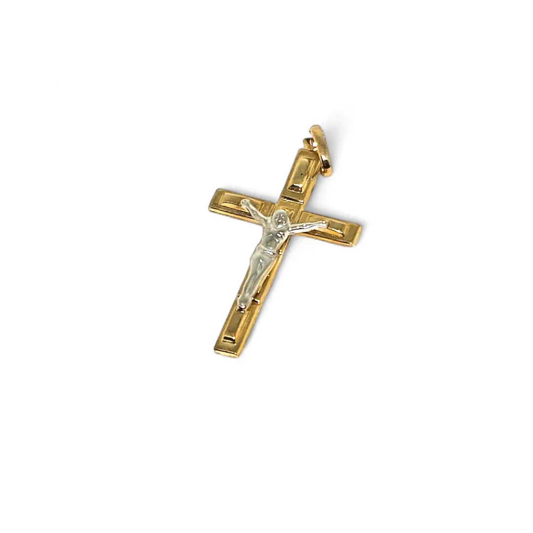 Crocifisso iGold in oro 9kt bicolore