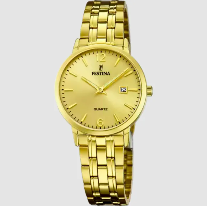OROLOGIO FESTINA CLASSICS F20514/3 CON CINTURINO IN ACCIAIO COLOR CHAMPAGNE, DONNA.