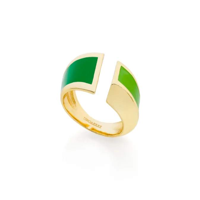 Anello a fascia con smalto verde 2294