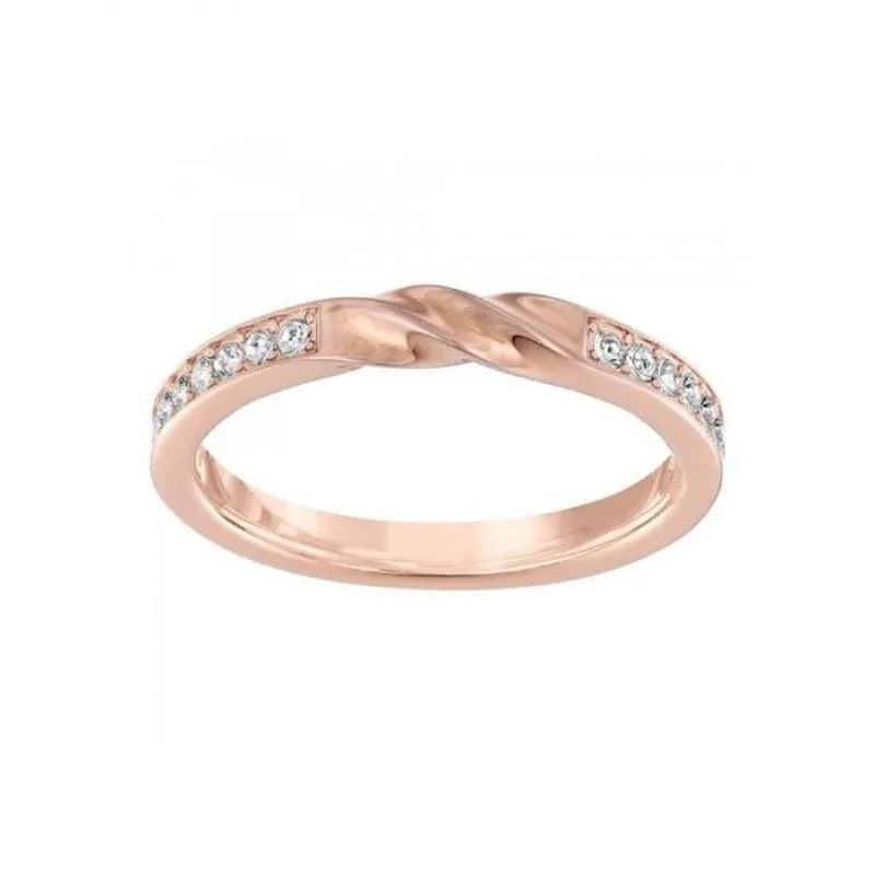 ANELLO SWAROVSKI CURLY TAGLIO ROUND, BIANCO, PLACCATO COLOR ORO ROSA - MISURA 50 - 5139667