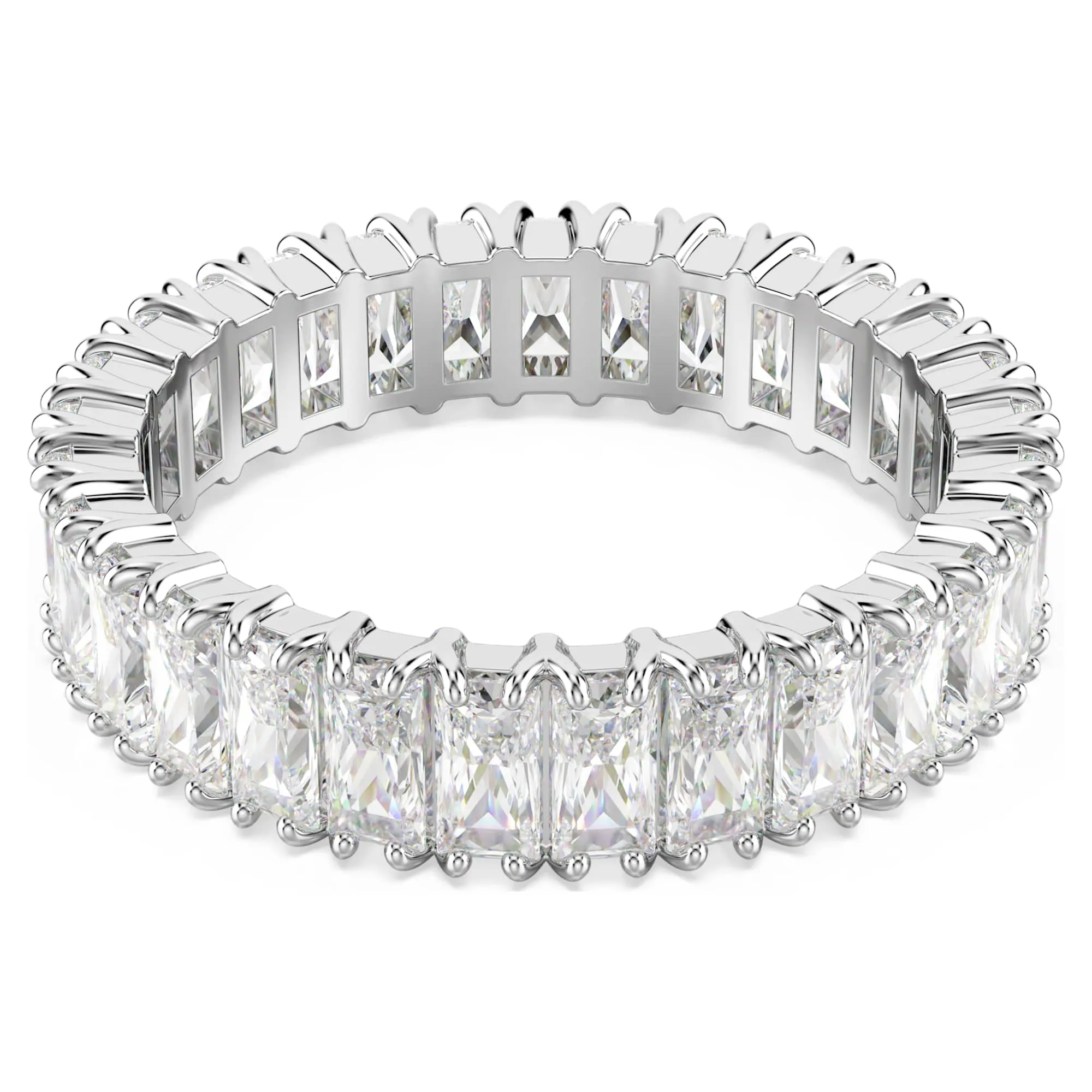 ANELLO SWAROVSKI MATRIX TAGLIO BAGUETTE, BIANCO, PLACCATO COLOR ARGENTO - 5714335