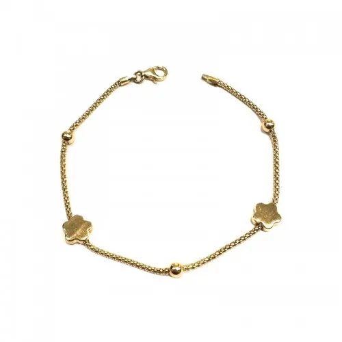 Bracciale da donna in oro giallo 18 kt con charm fiore